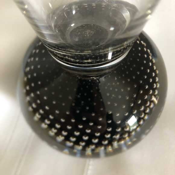 Vtg Hand Blown Glass Vase with Black Base with Controlled Bubbles - Picture 5 of 16